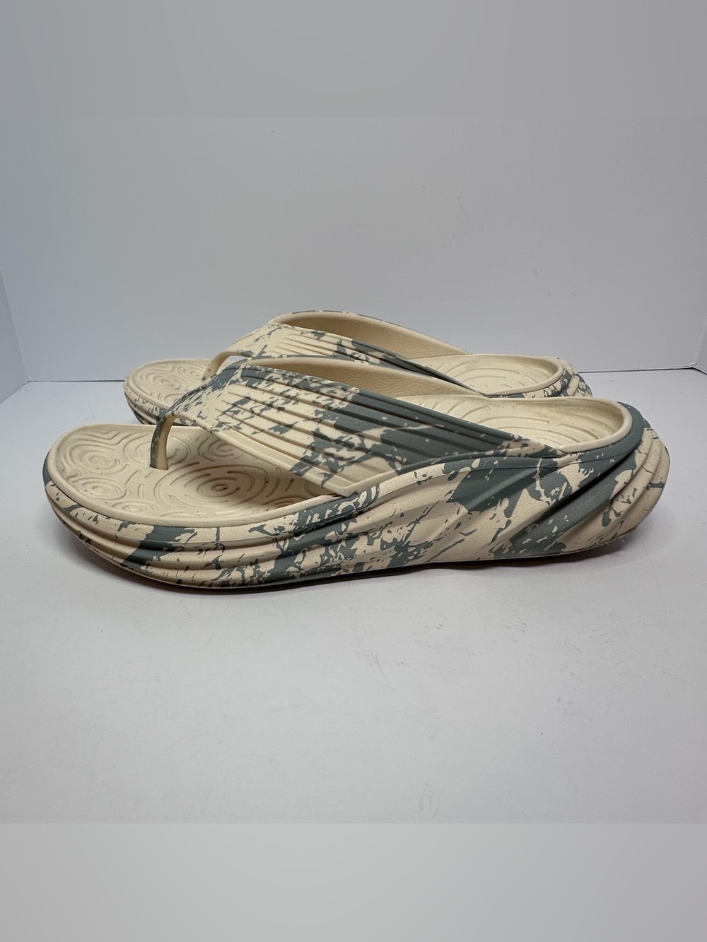 Vionic Tide RX Unisex Thong Sandal Slip-On Ivory/Blue Splatter Print Women's 9 - Picture 11 of 11